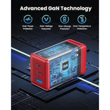 128W USB-C Wall Charger 3-Port GaN Fast Foldable Adapter for MacBook iPad iPhone Red