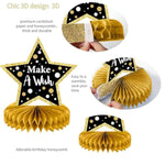 9 Pieces Black Gold Birthday Decorations Birthday Centerpieces For Tables Decorations Happy Birthday Honeycomb Table Topper Happy Birthday Decorations For Men And Woman Birthday Party Supplies