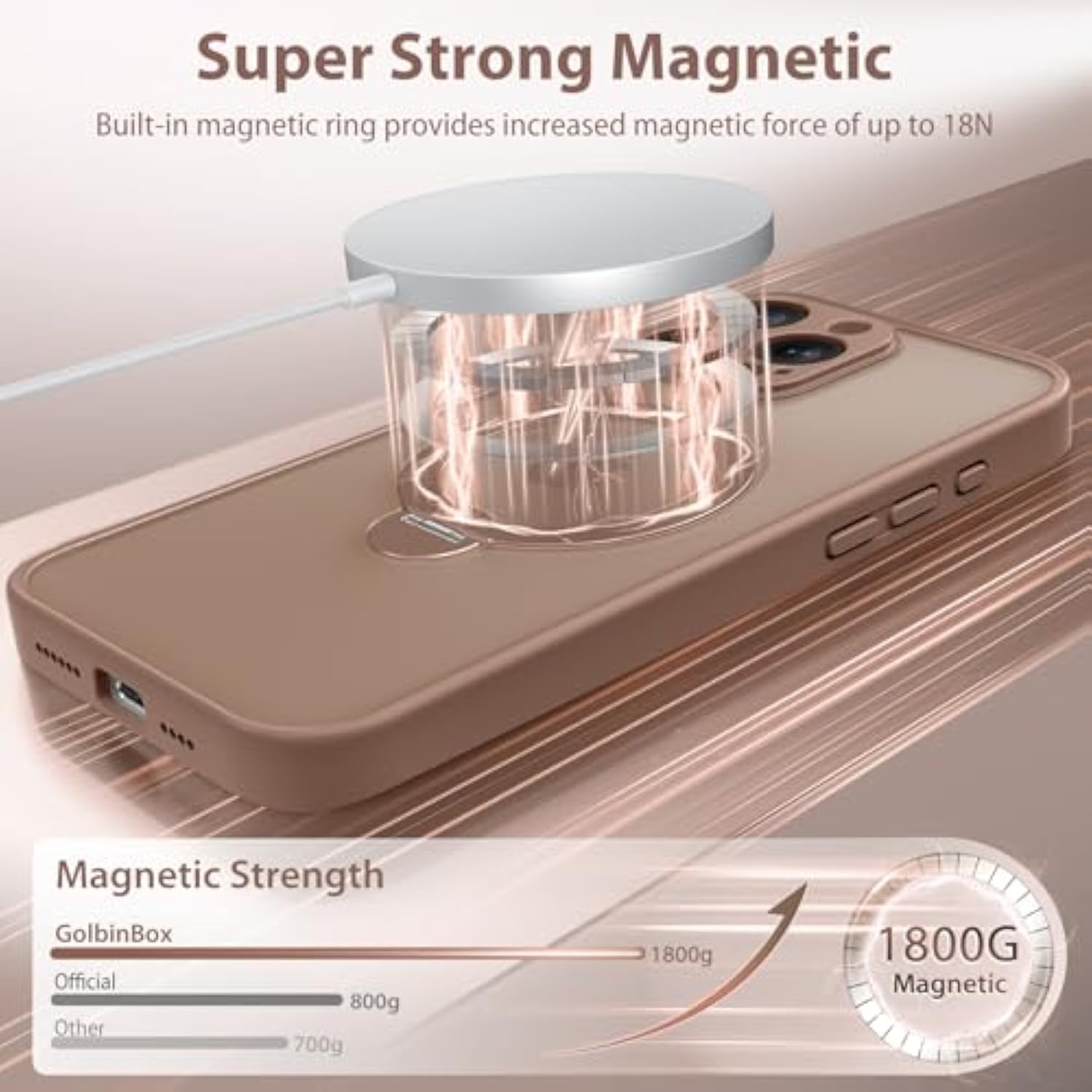 360° Spin Magnetic Stand For Iphone 16 Pro Max Case, [Compatible With Magsafe] [Full Camera Protection] [16Ft Military Drop Protection], Silm Translucent Matte Phone Case, Brown
