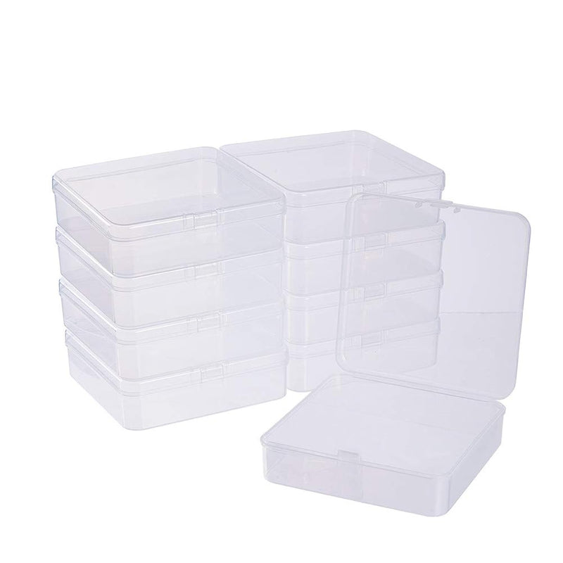 10 Pack 3.74X3.74X1.18" Square Clear Plastic Bead Storage Containers Box Case