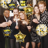 7pc 22-Inch Happy New Year Balloon Set Disco Ball & Star Foil Decor