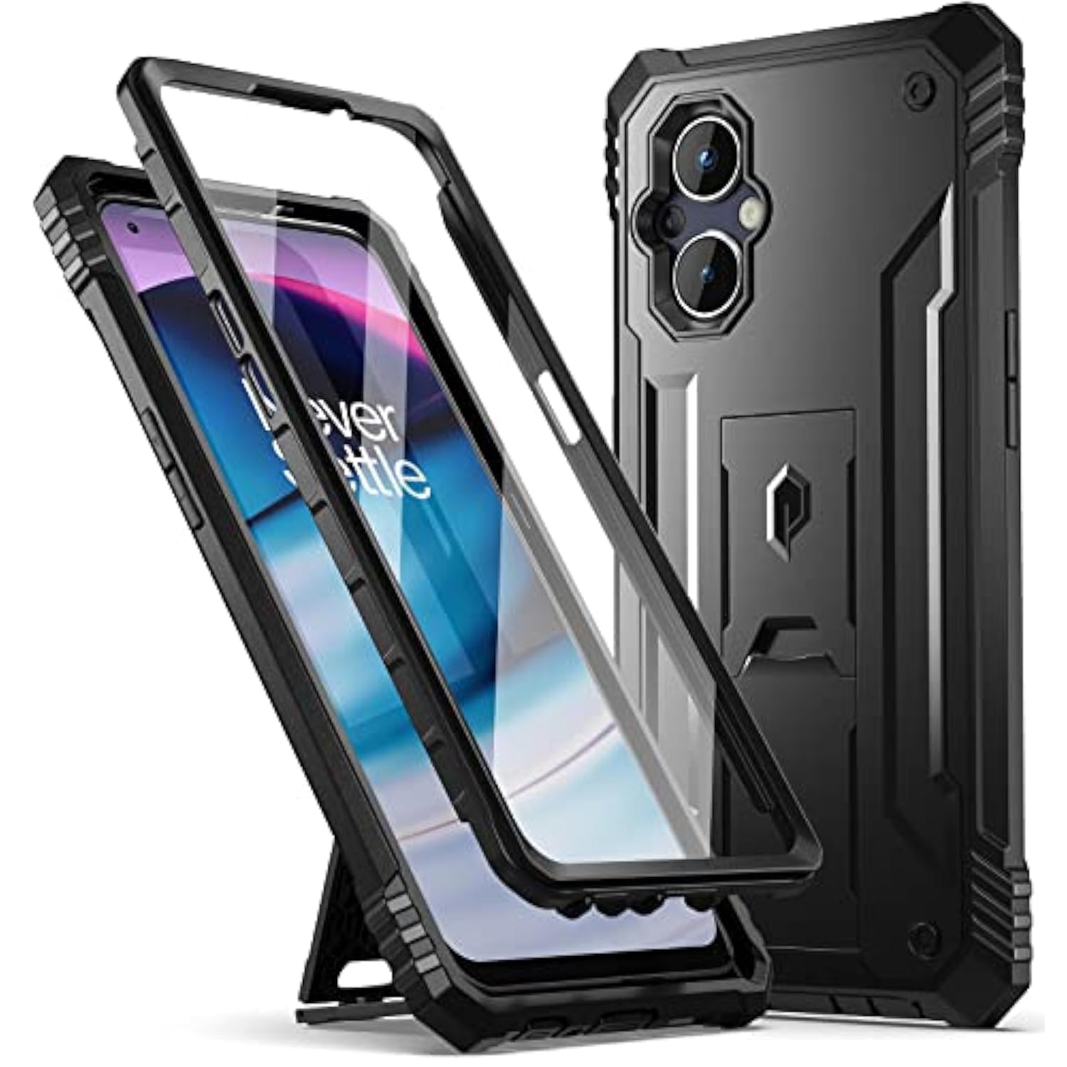 Revolution Series Case For Oneplus Nord N20 5G, [6Ft Mil-Grade Drop Tested], Full-Body Rugged Dual-Layer Shockproof Protective Cover With Kickstand And Built-In-Screen Protector, Black