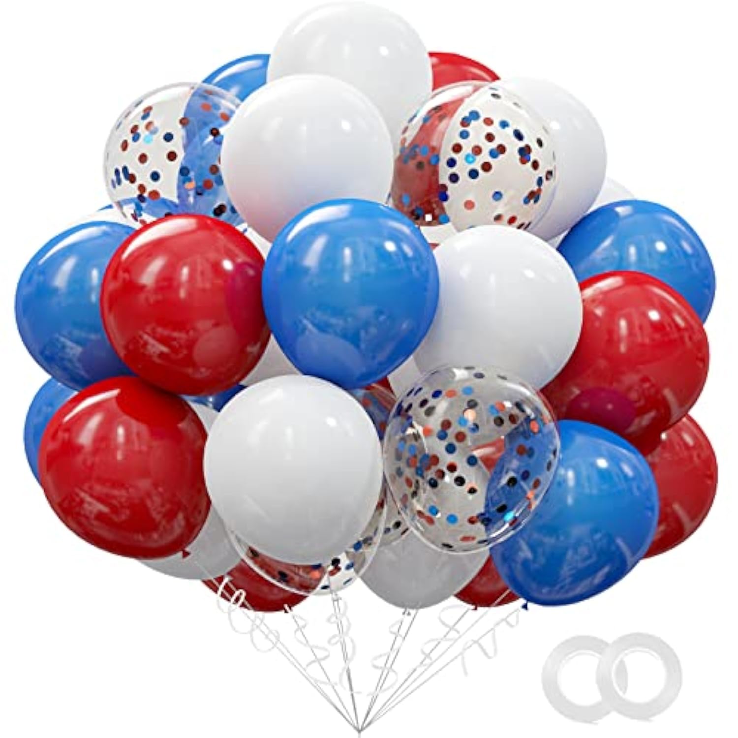 62Pcs Red White And Blue Balloons Kit - 12 Inches Red White Blue Confetti Party Balloons For 4Th Of July Independence Memorial Day Patriotic Party Decorations