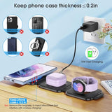 Pocket Wireless Charger For Samsung Android Phone, Foldable Travel Wireless Charging Station/Stand Compatible For Samsung S25 Ultra/S24/Z Flip 6/5, Watch Charger For Samsung Watch 7/Buds Pro3/2(Balck)