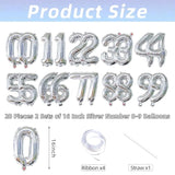 20pcs Silver Number Balloons 0-9 Foil Birthday Anniversary Graduation Decor