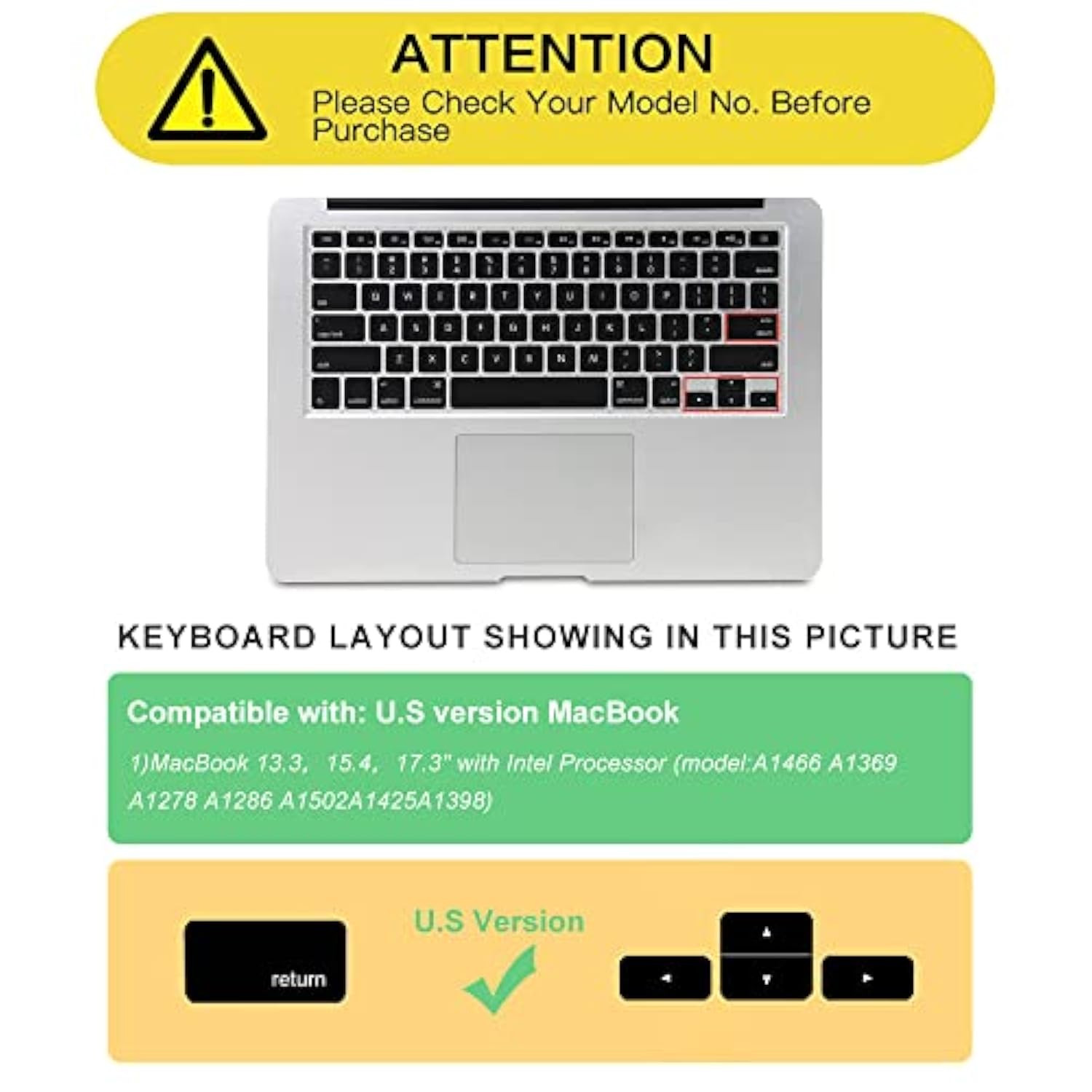English Silicone Keyboard Cover Skin For Macbook Air 13 Inch A1466 A1369(Relea