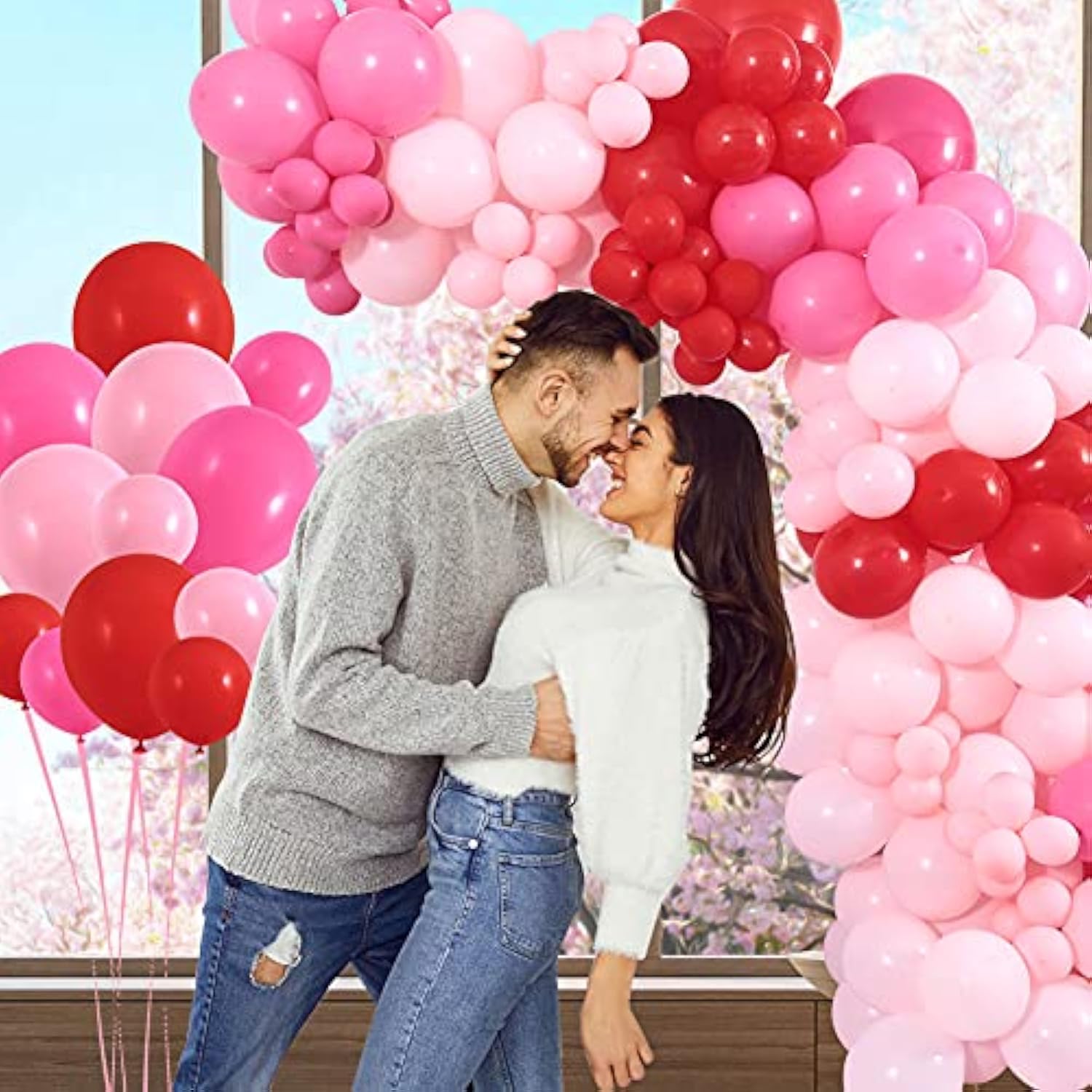 150Pcs Valentine'S Day Balloon Garland Arch Kit Pink Red Rose Red Balloons 18" 10" 5" For Women Girls Valentine'S Day Mother'S Day Wedding Engagement Anniversary Party Decoration Supplies