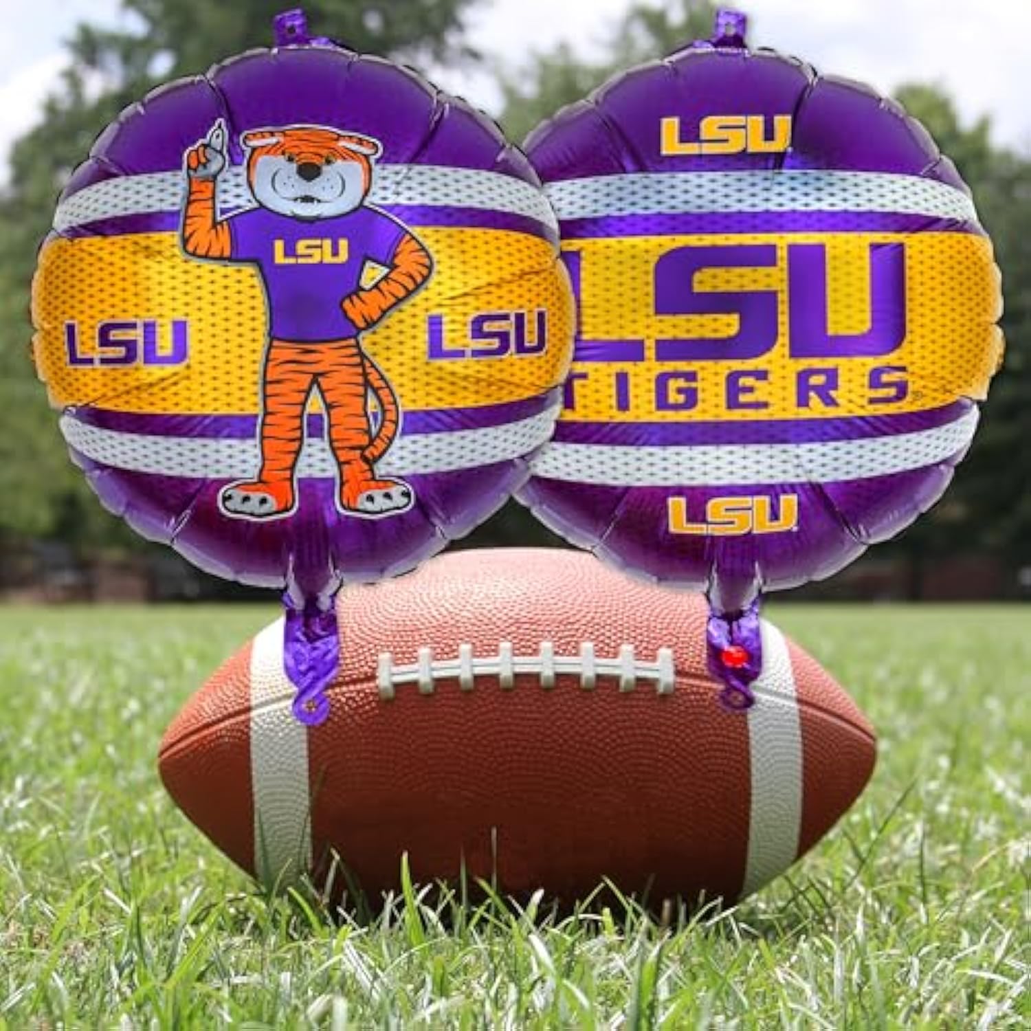 Havercamp Lsu Balloons 3 Pack 18in Foil Mike the Tiger Purple Gold for Lsu Party Supplies and Birthday Decorations (by Havercamp)