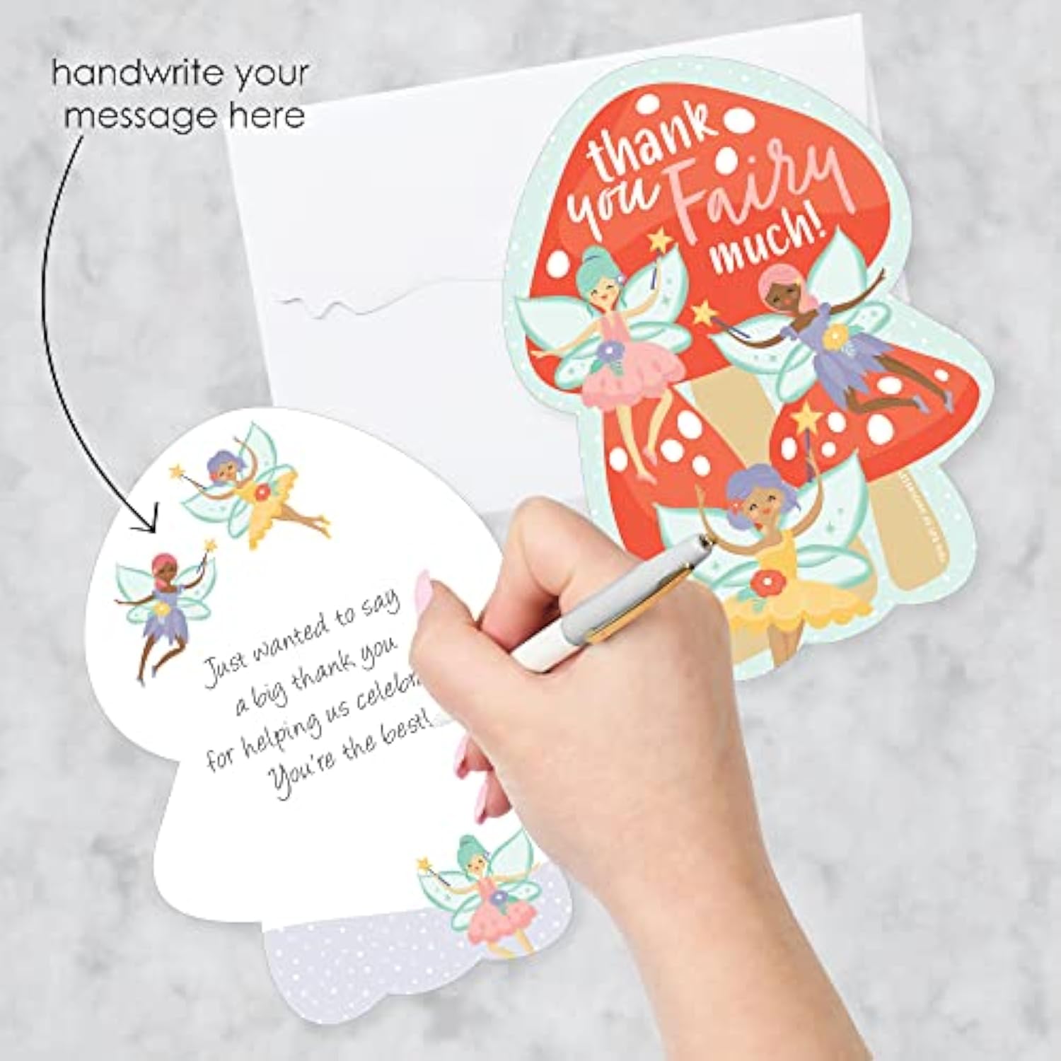 Big Dot of Happiness Let’s Be Fairies - Shaped Thank You Cards - Fairy Garden Birthday Party Thank You Note Cards with Envelopes - Set of 12