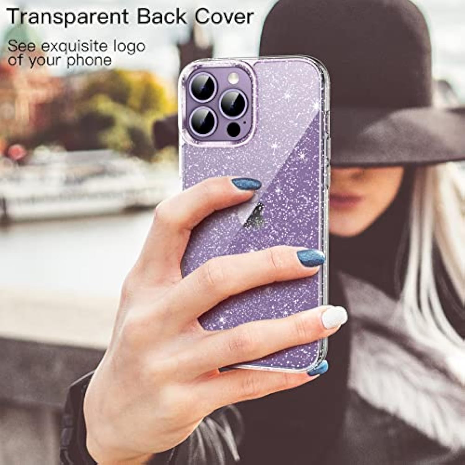 JETech Glitter Case for iPhone 14 Pro 6.1-Inch, Bling Sparkle Shockproof Phone Bumper Cover, Cute Sparkly for Women and Girls (Clear)