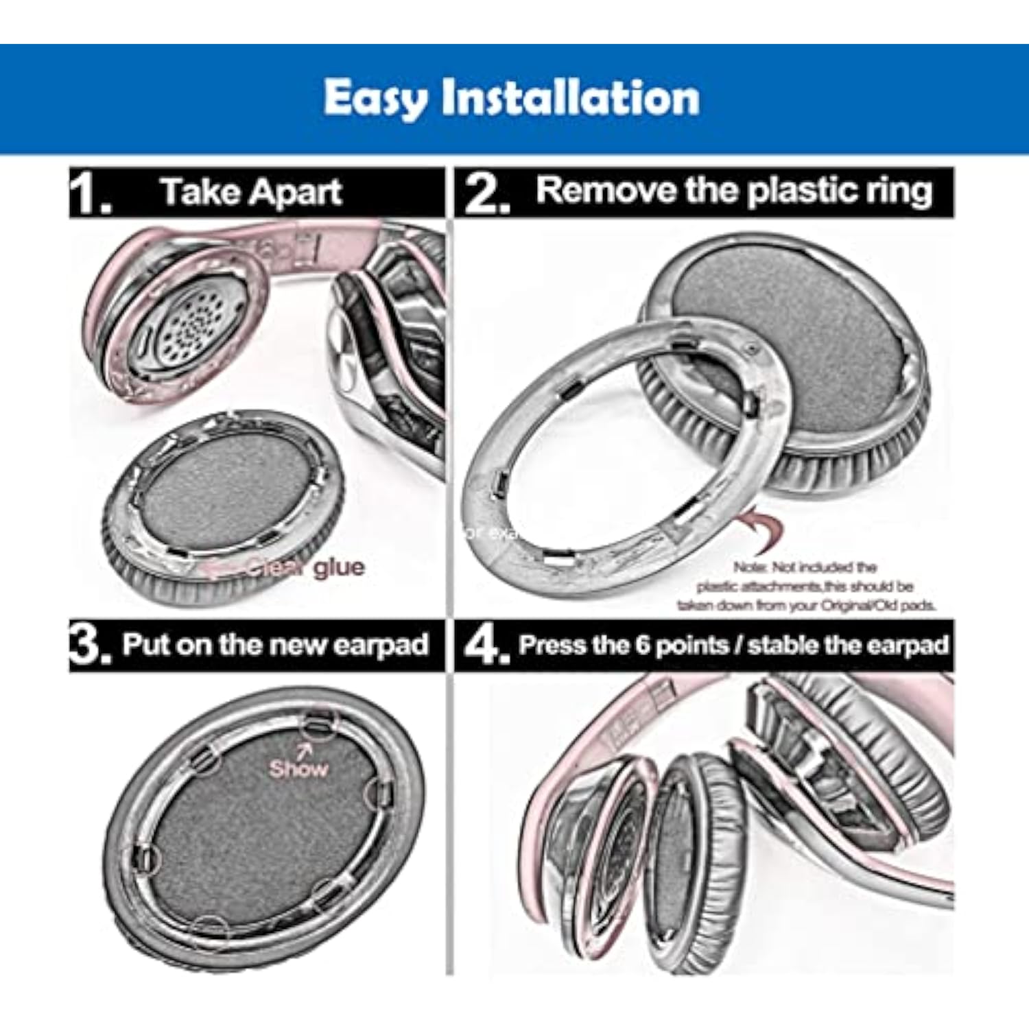 Thickened Headset Earpads Replacement Headphone Ear Pads Compatible With Mpow 059 H1 H7 H20 H5 (Diy) Headphones