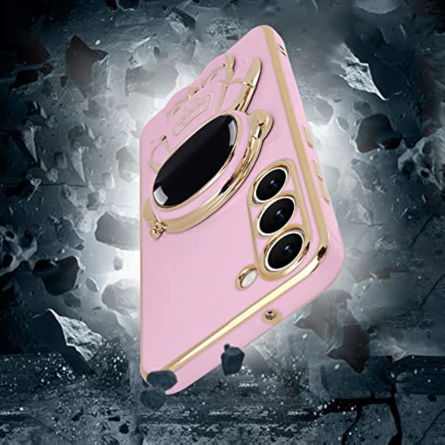 Compatible With Samsung Galaxy S25 Case, Cute 3D Astronaut Stand Rectangle Silicone Plating Full Lens Camera Protection Shockproof Soft Back Bumper Cover Phone Case For Samsung S25, Purple