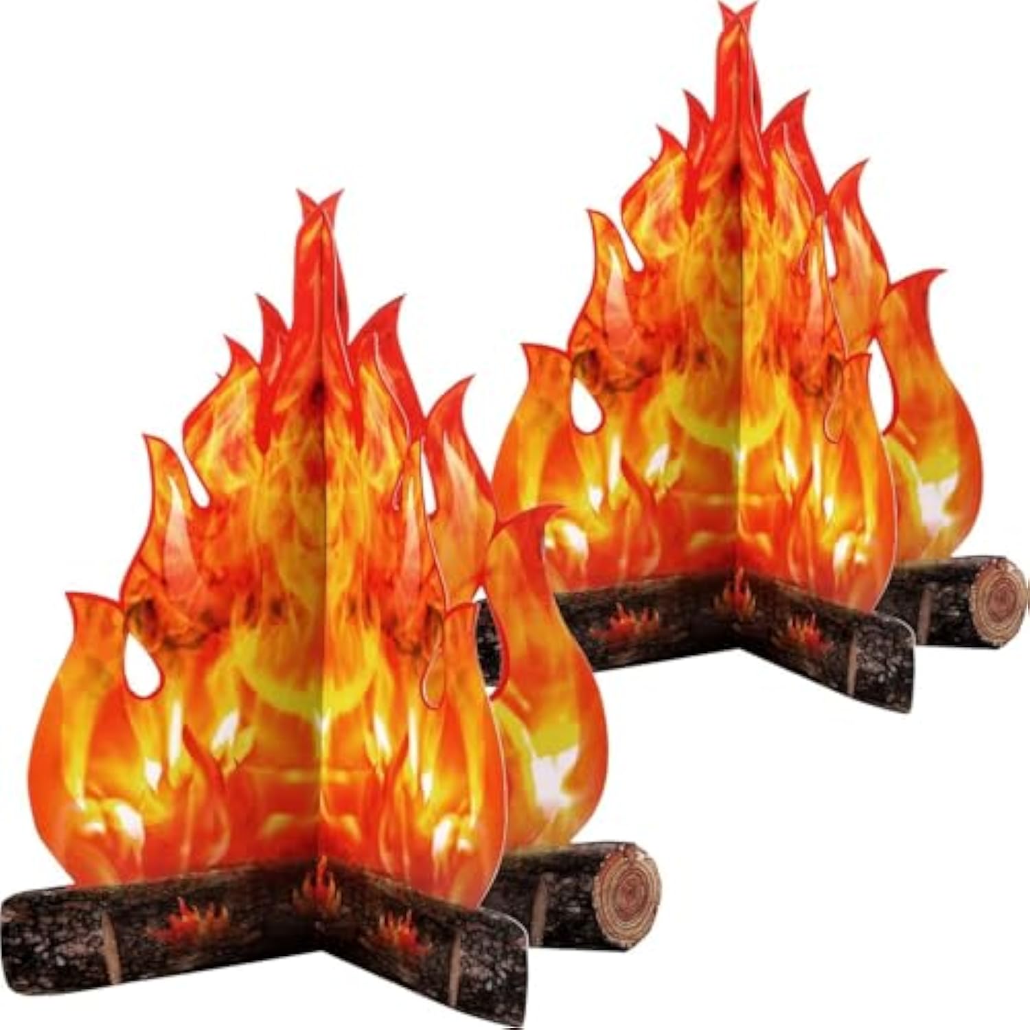 2 Set Fake Fire Fake Flame Camping Decoration 3D Cardboard Campfire Centerpiece Artificial Flames Campfire Party Decoration For Camp Bachelorette Christmas Party(16 X 13 Inch,Gold Orange)