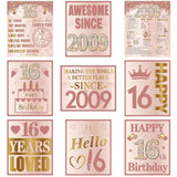 Happy 16Th Birthday Decorations For Girls, 9Pcs Pink Rose Gold 2009 Birthday Banner Signs For Walls Doors Windows Yard Garden Party Supplies, Sixteen Birthday Table Toppers Photo Props Decor