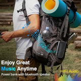 Portable Charger With Bluetooth Speaker, 22.5W Fast Charging Power Bank,Battery Pack With 2 Ouputs,Travel Phone Charger Compatible For Iphone Android Phones Etc