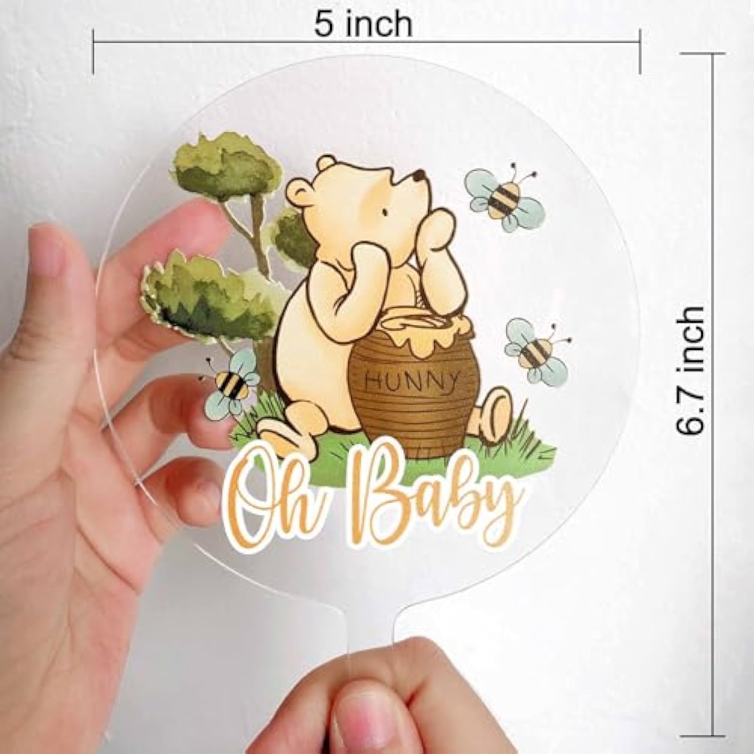 Acrylic Winnie Oh Baby Cake Topper Classic Pooh Baby Shower Decor