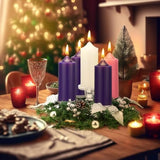 Christmas Advent Wreath Candle Holder Pillar Wreaths Centerpiece Decor Advent Calendar Ring Candleholder Decoration Stand Gifts Church(Silver)