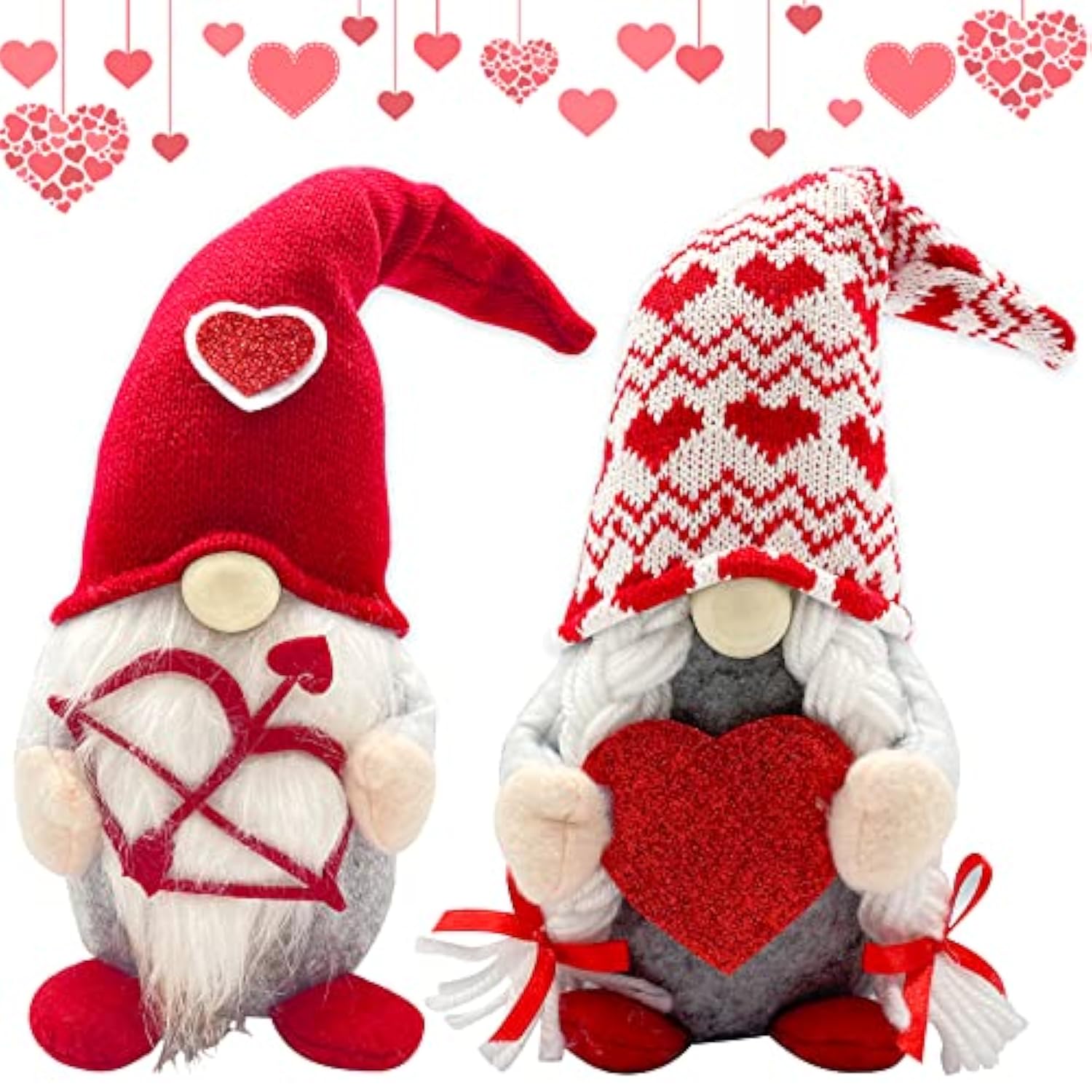Valentines Day Decor - Valentines Day Decorations - Red Valentine Couple Plush Gnomes Decorations For Home, Indoor, Office - Valentine Gifts For Her, Girls - Romantic Anniversary Vday Gift