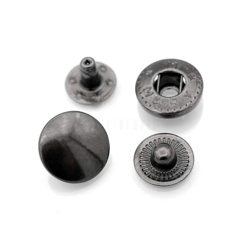 50 Sets Gun Metal Black Snap Buttons S-Spring Socket Popper Fasteners For Jack