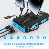 Solar Charger, 20000Mah Portable Type-C Solar Power Bank With 4 Cables, Waterproof Battery Pack, Outdoor External Backup Power Charger Six Outputs/Led Flashlights, Perfect For Camping Travel