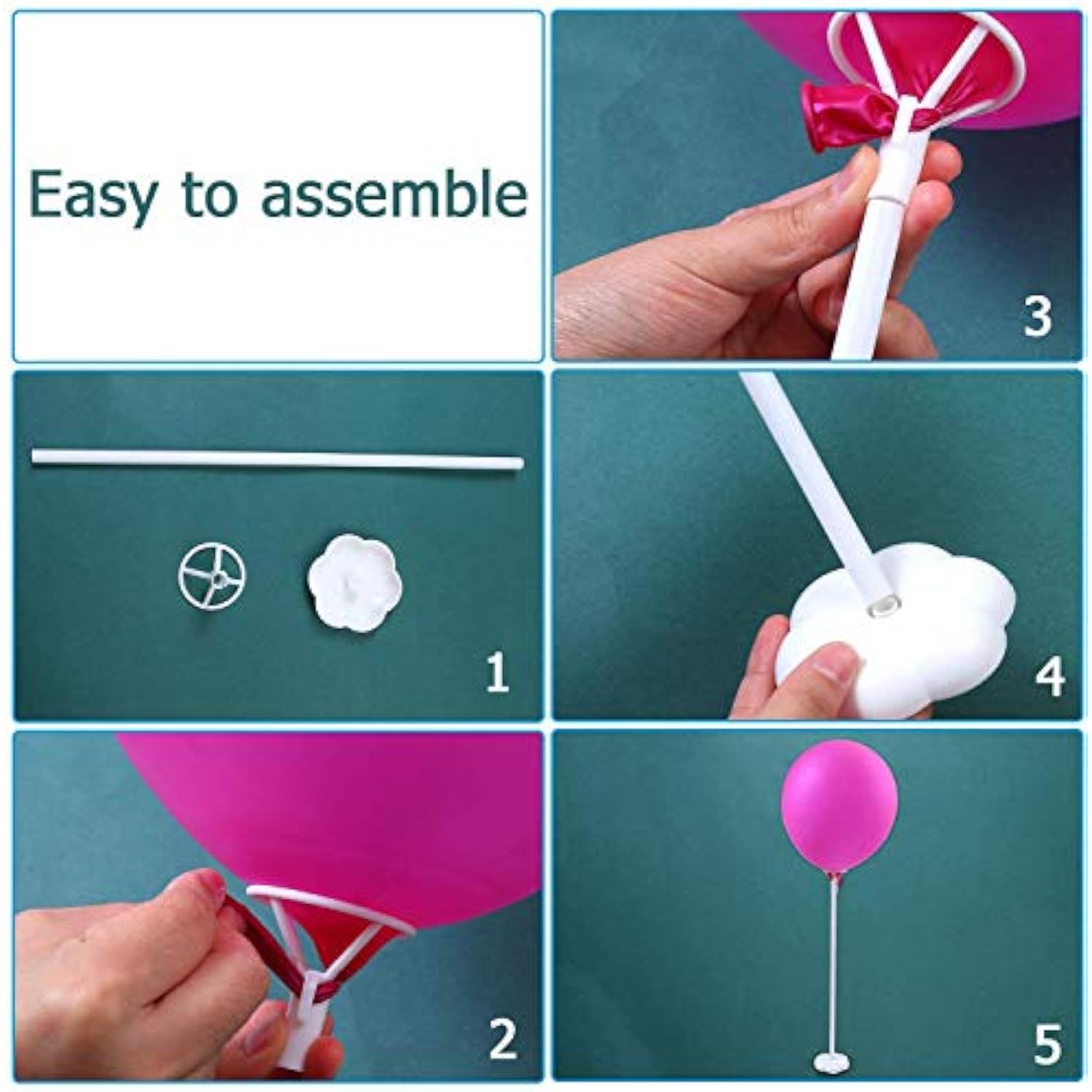 Balloon Stand Kit, 15 Pack Balloon Stick Holder With Base For Table Top Centerpiece Party Decoration, Reusable Balloon Column Stand Suit For Happy Birthday/Baby Shower/Wedding Parties
