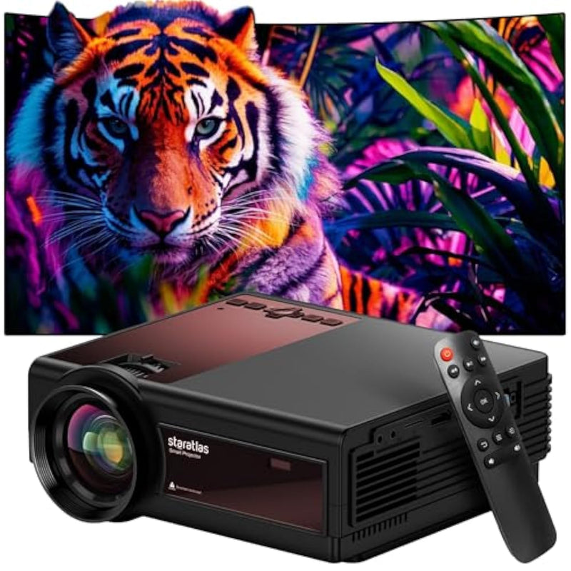Mini Projector ,5G Wifi Bluetooth Projector, 12000L Native 1920*1080 P Video Projector, Outdoor Projector , Home Theater Compatible With Hdmi/Usb ,For Portable Movie Video (Black)