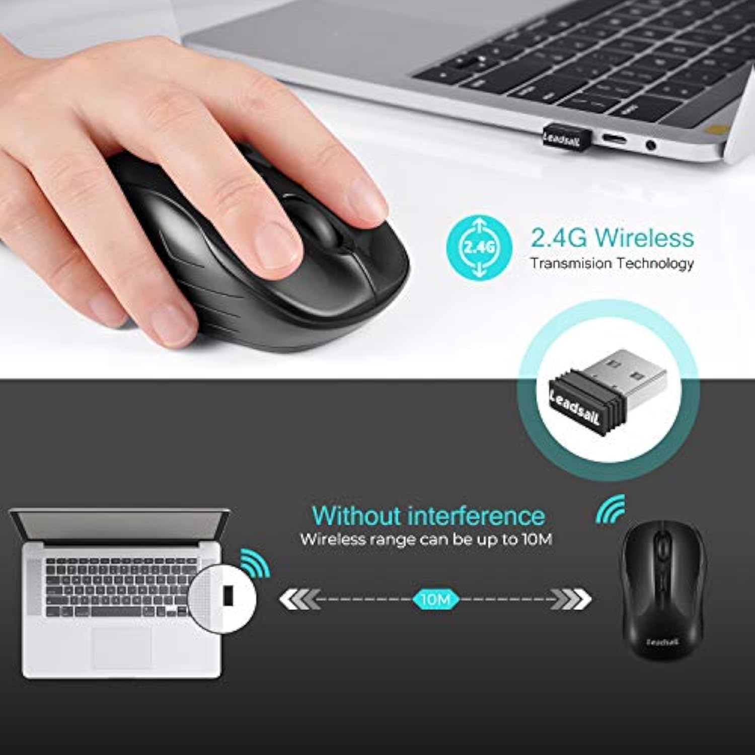 Wireless Mouse Silent 2.4G Usb Computer Mouse Compact Optical Cordless Mouse M