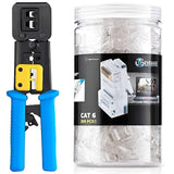 Bundle – 2 Items: Rj45 Crimp Tool + 200 Pack Of Cat6 Pass Through Connectors.