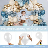 168Pcs Dusty Blue Balloon Arch Garland Kit, Slate Fog Baby Blue Sand White Confetti Metallic Gold Balloons For Boy Girl Baby Shower Birthday Bridal Gender Reveal Party Decorations Supplies