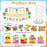 Hawaiian Luau Retirement Party Decorations Aloha Banners Happy Retirement Hanging Swirls Tropical Honeycombs 3D Flamingo Palm Pineapple Table Centerpieces For Summer Beach Party Supplies Favor Decor