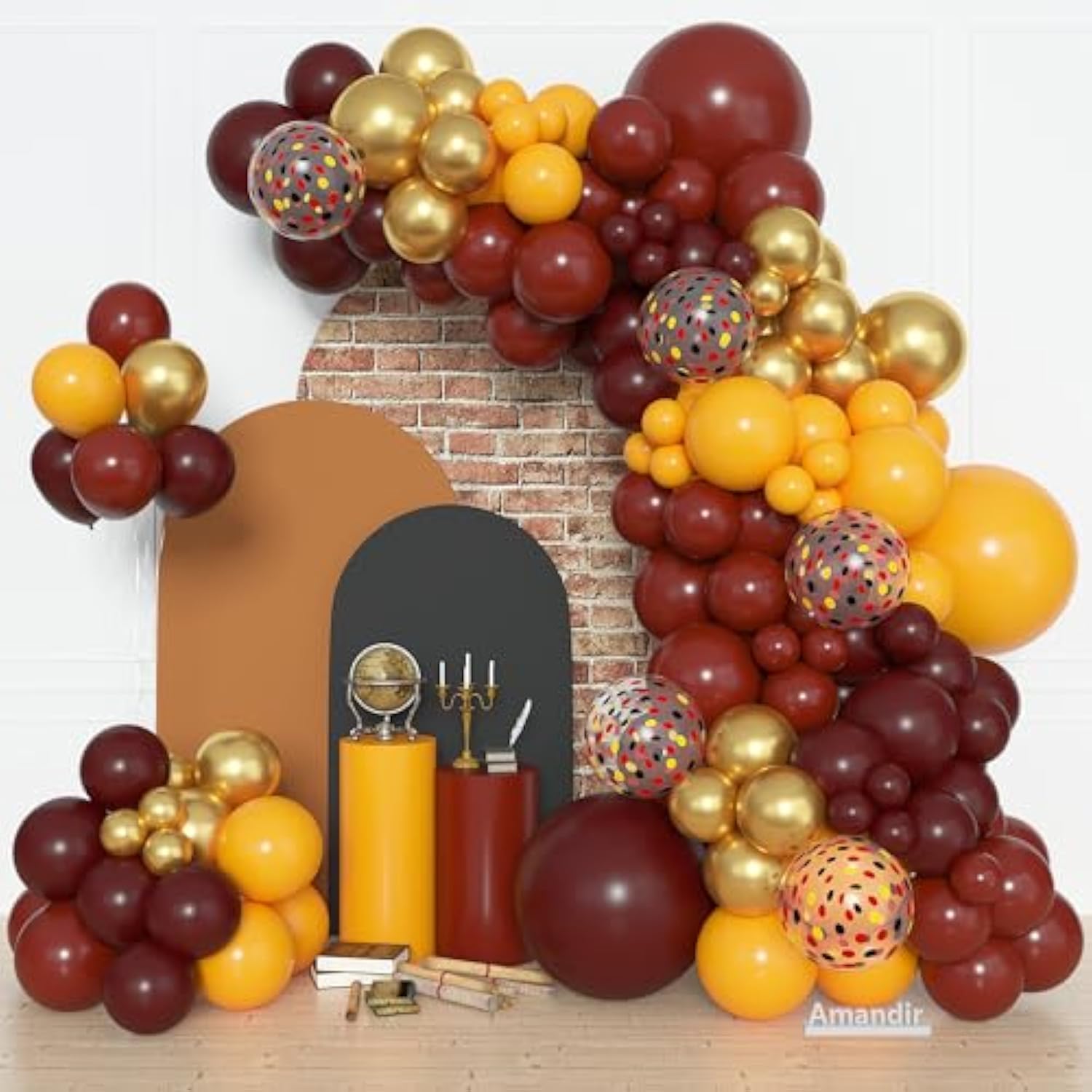 170Pcs Magical Wizard School Balloons Arch Garland Kit, Different Sizes 18 12 10 5 Inch Burgundy Yellow Gold Confetti Balloon For Kids Birthday Baby Shower Halloween Party Decorations Supplies
