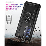 Military Grade Drop Impact For Moto Edge 2022 Case 360 Metal Rotating Ring Kickstand Holder Armor Heavy Duty Shockproof Case For Motorola Moto Edge 2022 Phone Case (Black)