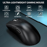 R1 Wireless Gaming Mouse,Tri-Mode Connection (2.4G/Wired/Bt5.2),55G Lightweight,18K Dpi Optical Sensor,Huyu 20 Million Key Life,Ergonomic Design,For Pc/Laptop/Win/Mac(Black)