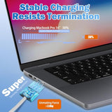 Braided 140W Usb-C To Magnetic 3 Power Cable, Compatible With Macbook Pro M1/M2/M3 Pro/Max 14"/16" 2021/2022/2023 & Macbook Air 13.6"/15.3" M2/M3 2022/2023/2024-6.6Ft (Grey)