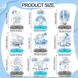 9 Pcs Elephant Baby Shower Honeycomb Centerpieces Party Decor For Boys,Cute Blue Elephant Honeycomb Balloons Star Moon Topper 3D Table Decoration For Kids Party Baby Shower Party Photo Props Supplies