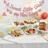 2pcs Sweet Little Girl Banners – Pink Bow Baby Shower & Gender Reveal Decor