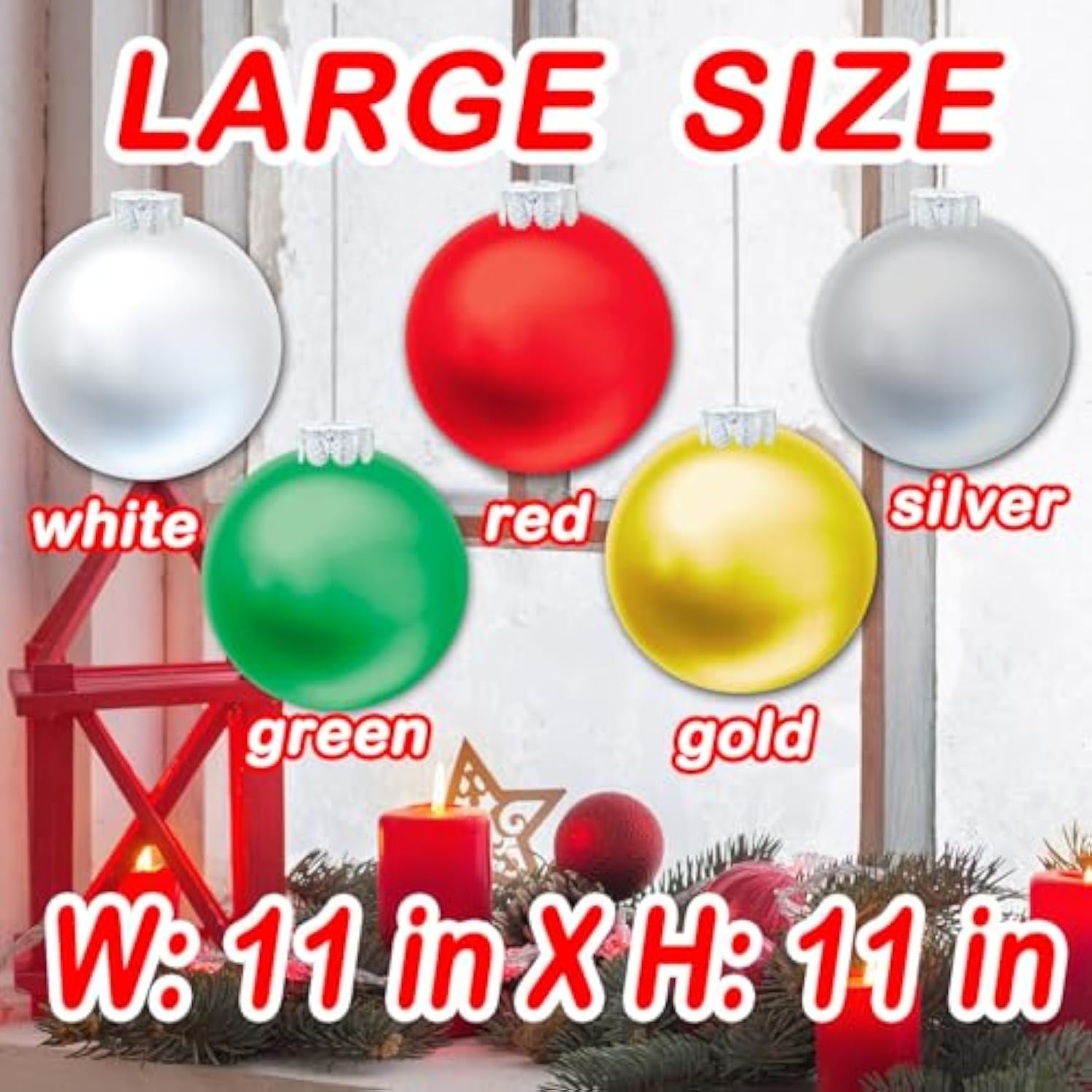 10 Pcs Outdoor Decorations, 11 Inch Inflatable Christmas Balls, Festive Ornaments For Front Door Yard, With Pump (Red, G
