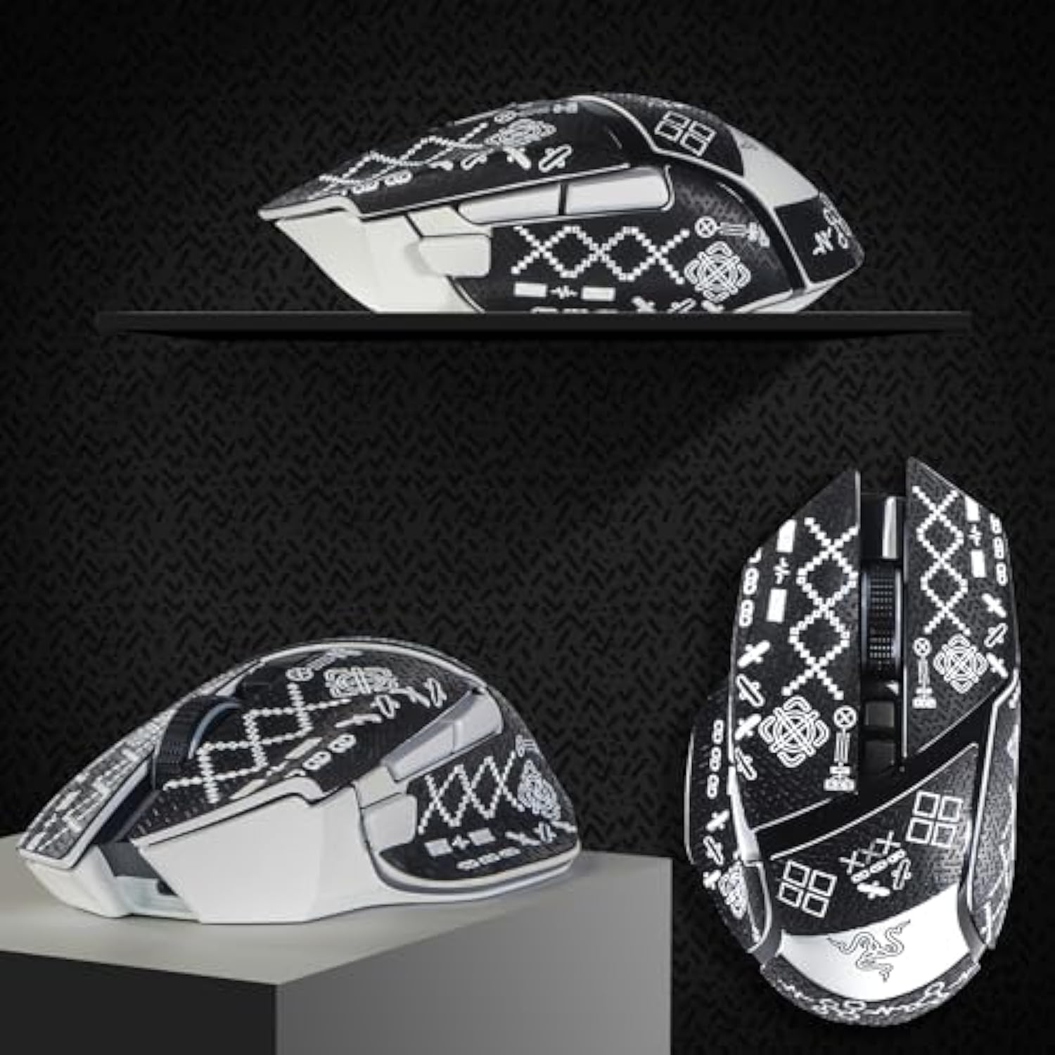 Mouse Grip Tape Stickers For Razer Basilisk V3 / Basilisk V3 Pro Mouse Anti Slip Skin Self-Adhesive,Pre-Cut,Sweat-Resistant Game Mice Accessories (Black)