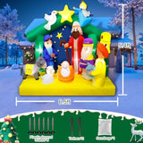 6.5Ft Christmas Inflatables Nativity Scene Outdoor Decorations The Birth Of Jesus Scene Christmas Blow Ups Built In Led