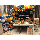 Diy Outer Space Balloon Garland Arch Kit 148Pcs For Outspace Baby Shower Two The Moon Birthday Ufo Astronaut Themed Planet Rocket Party Decoration (Blue Orange Silver 01)
