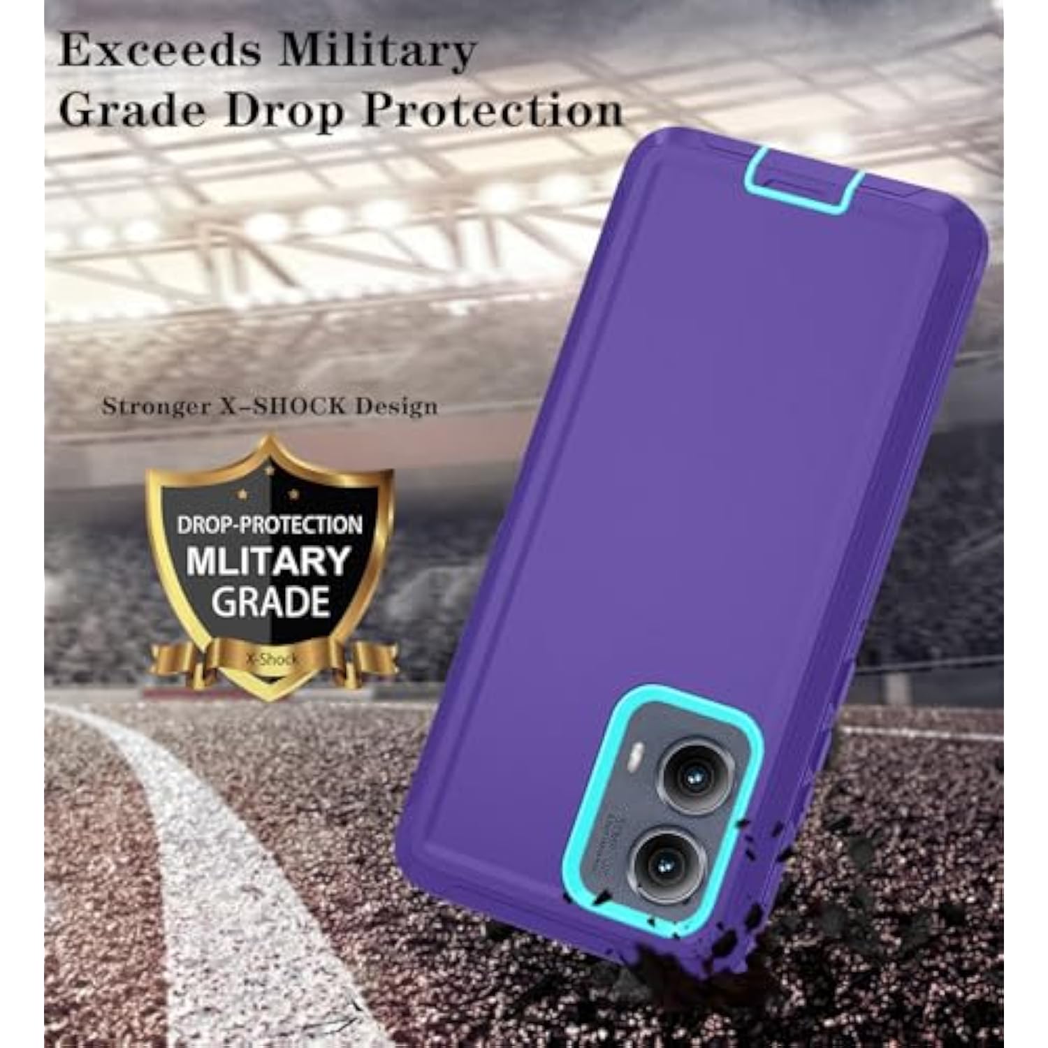 Phone Case For Motorola Moto Edge 5G 2024 Case, Heavy Duty Shockproof & Dropproof 3-Layer Cover Phone Case For Motorola Moto Edge 2024 (Purple)