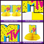 80S Party Decorations - 10Pcs Neon Honeycomb Centerpieces For 1980S Birthday, Wedding, Bachelorette Party, Bridal Shower, Anniversary Celebrations