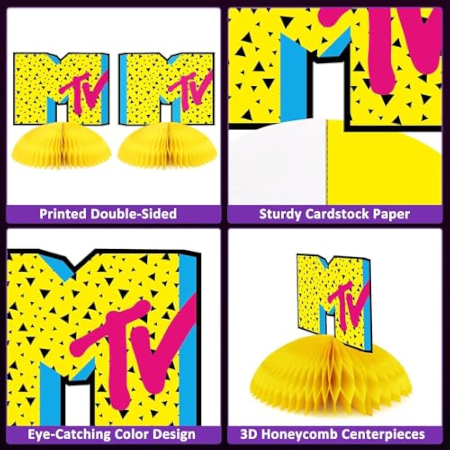 10pcs Neon 80s Honeycomb Centerpieces for Birthday, Wedding & Party Celebrations