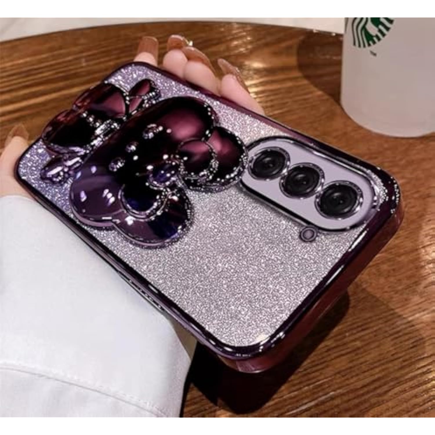 For Samsung Galaxy A16 5G Case For Women Girls,Cute Hidden Rabbit Mirror Kickstand Design,Galaxy A16 Case Plating Clear Tpu With Bling Gradient Layer,Glitter Girly Phone Case For Samsung A16 5G Purple