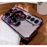 For Samsung Galaxy A16 5G Case For Women Girls,Cute Hidden Rabbit Mirror Kickstand Design,Galaxy A16 Case Plating Clear Tpu With Bling Gradient Layer,Glitter Girly Phone Case For Samsung A16 5G Purple