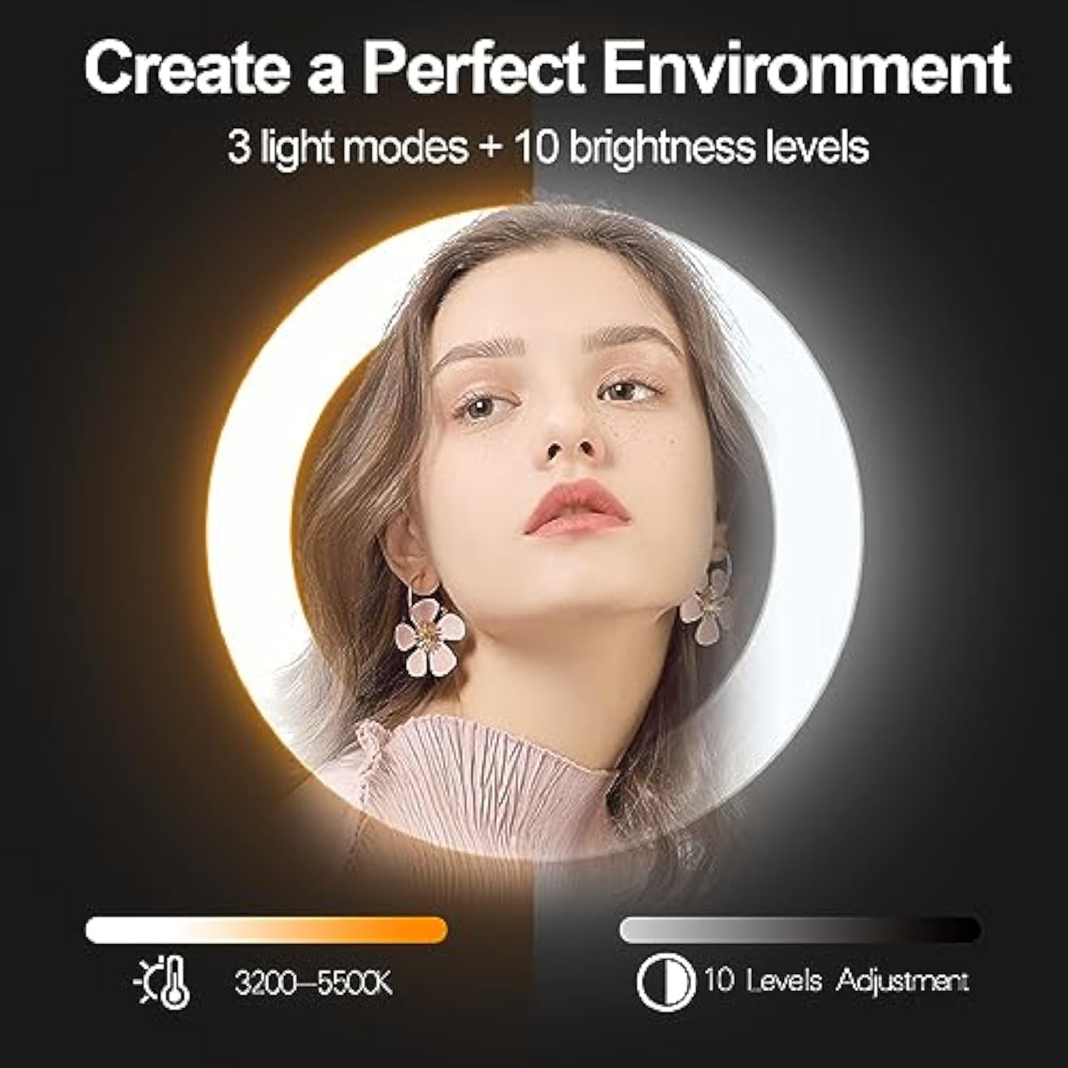 10" Ring Light With 55" Extendable Tripod Stands And Phone Holder, Dimmable Led Circle Round Light For Selfie Camera Photography/Makeup/Youtube Video/Vlogging/Live Streaming