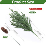 Artificial Christmas Norfolk Pine Stems Branches For Vases,12 Bundles Faux Pine Branches With 5 Pcs Big Pinecones Stems Fake Greenery Evergreen Real Touch For Holiday Winter Table Xmas Decor