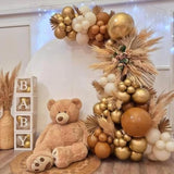 60pcs Brown Gold 12in Balloons Neutral Retro Party Decor Baby Shower Wedding