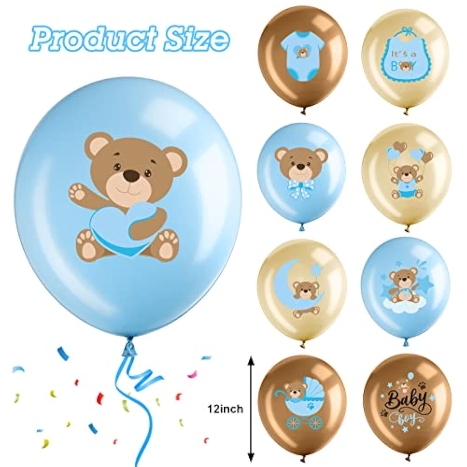 36 Pcs Bear Baby Balloons Latex Bear Balloons Blue Brown Baby Balloons We Can Bearly Wait Balloons Party Decorations For Memorable Baby Shower Gender Reveal, Birthday Party Supplies