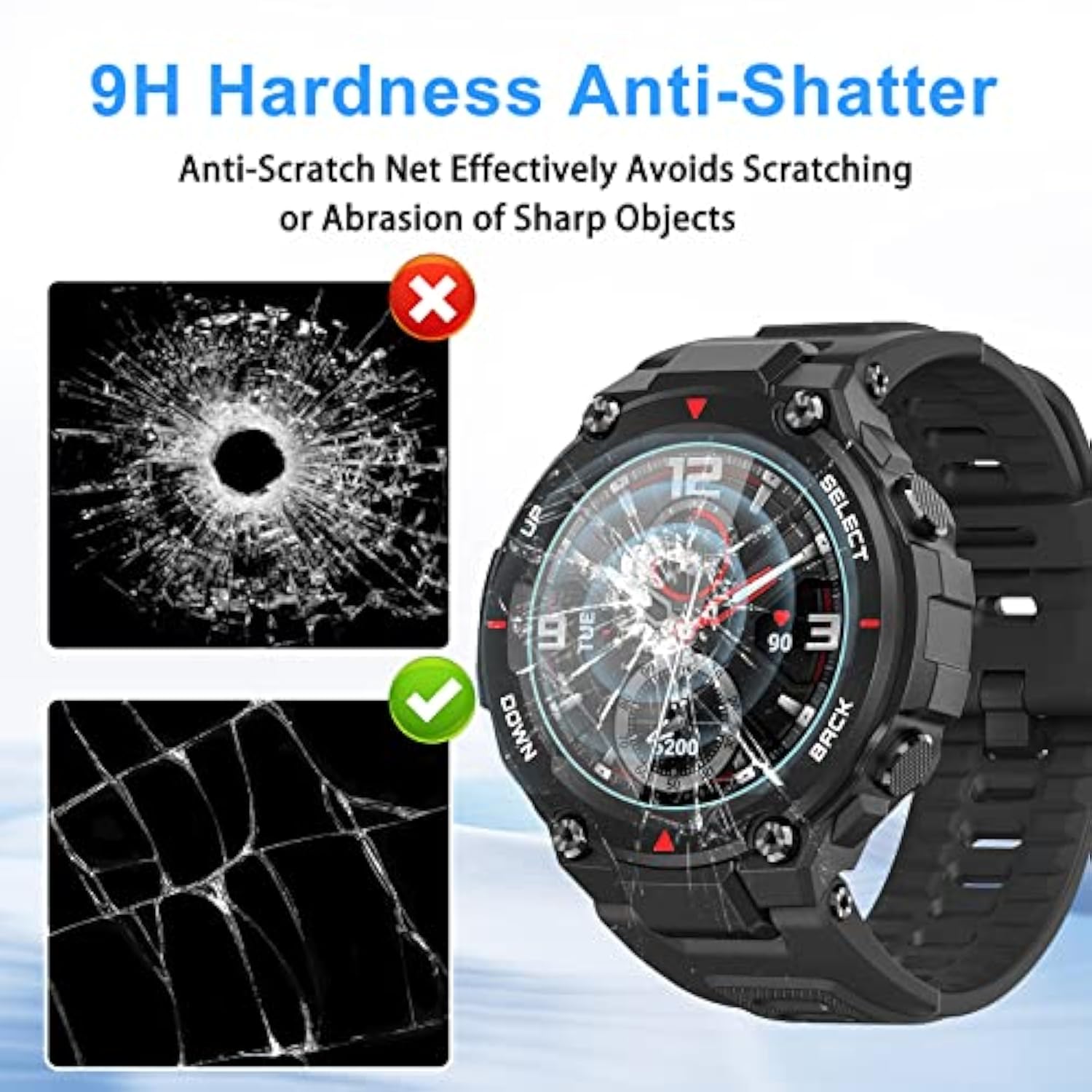 4-Pack For Amazfit T-Rex/Amazfit T-Rex Pro Screen Protector, [Anti-Scratch] Ultra-Thin 2.5D 9H Hardness Tempered Glass Screen Protective Film